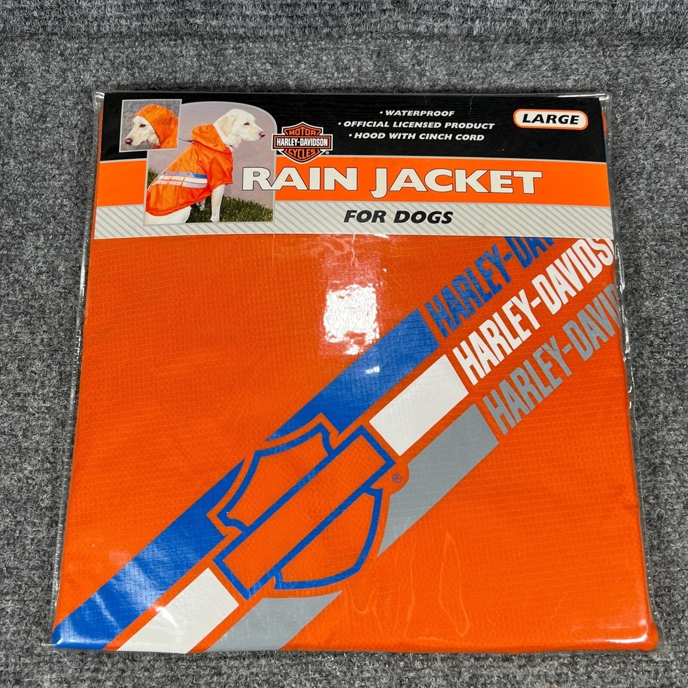 Harley Davidson Rain Jacket for Dogs Orange Size Large Nylon Motorcycles Riding